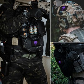 Bluyellow 2Pcs Purple Skull Patch Set, Embroidered Military Patches with Hook and Loop, Tactical Patches for Jackets, Military Backpack, Bulletproof Vest, Morale Patches for Backpacks, Sew on Opt