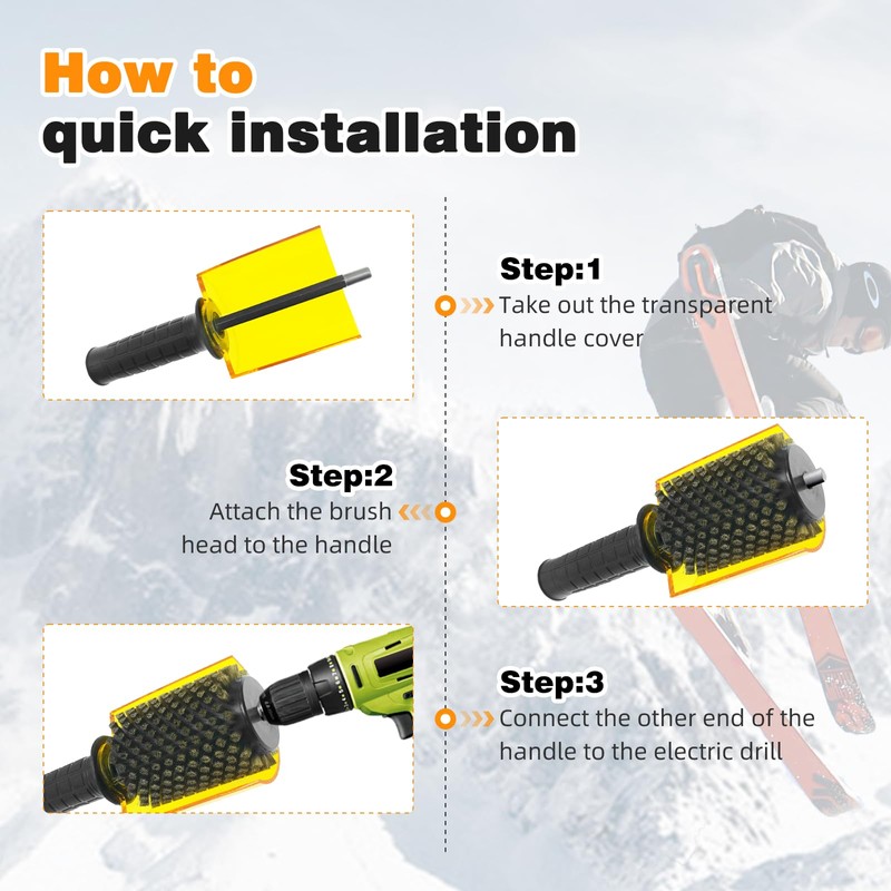 kaeceri 100mm Ski Roto Brush Kit Roto Brush Handle Axle