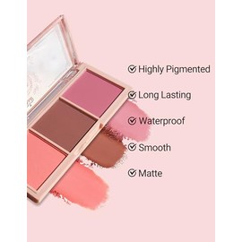 Erinde 3 tonos Cosmetics Powder Blush Palette Mate, Colorete de Alta Pigmentación y Larga Duración, En Polvo Para Maquillar Las Mejillas, maquillaje que se mezcla sin esfuerzo, Regalar brochas de maquillaje, 01#