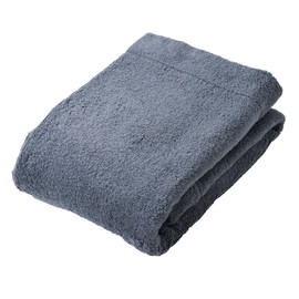 Muko Towel Towel Blanket, Single, Thick, Textured, Fluffy, 100% Cotton, Senshu Towel, Made in Japan, Washable, Solid Color, 1 Piece (Charcoal, Half)