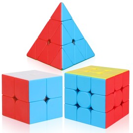 TWSTYFAL Speed Cube Set - Pyramid, 2x2 and 3x3x3 Magic Cube Set - Puzzle Cube Toys for Birthday Party Christmas Stocking Stuffers Gift - Fidget Toy Travel Games
