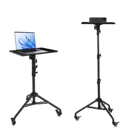 Gugxiom Projector Tripod Stand,Projector Stand with 2 Shelves and Gooseneck Phone Holder,Projector Stand Tripod with wheels for Home, Office, Stage or Studio