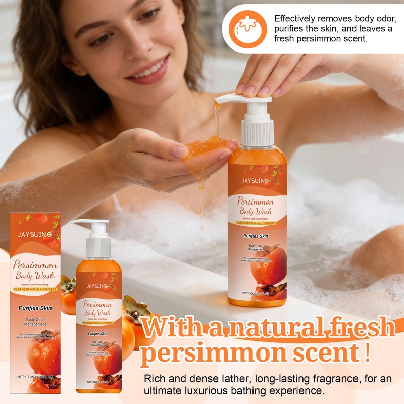 Persimmon Body Wash, Kaki Shower Gel, Natural Deodorising