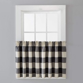 SKL HOME by Saturday Knight Ltd. - U7097000036T09 Grandin Curtain Tier Pair, 57 Inches x 36 Inches, Black