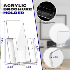 Yookeer 10 Pcs Acrylic Brochure Holder 4 Inches Trifold Pamphlet Holder Plastic Literature Holder Countertop Organizer Flyer Display Stand for Magazine, Booklets, Pamphlet, Journals, Menu,