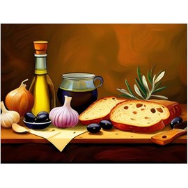 Still Life Rustic Country Breakfast Pattern A664 Accent Tile Mural Kitchen Bathroom Wall Backsplash Behind Stove Range Sink Splashback One Tile 8"x6" Ceramic, Glossy