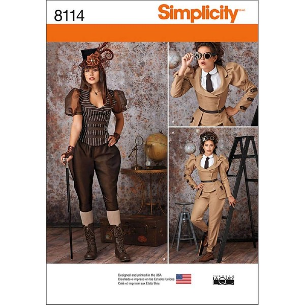 Simplicity 8114 Women's Steampunk Halloween and Cosplay Costume Pattern, Sizes