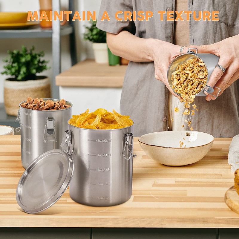 Tanjiae Stainless Steel Coffee Canister | 100% Airtight Metal Food