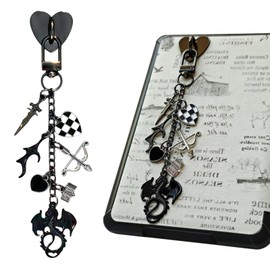 Sxdahran Charm Chain for Kindle, Fantasy E-Reader Decor Cute Charms Chain Compatible with Kindle and Phone Keychain Decorating Accessories Bookish Gifts for Booklovers Black