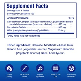 High Absorption Glucosamine Chondroitin MSM - Clinical Formula Bone Joint Tendon and Ligament Supplement with MSM Glucosamine Chondroitin - Non-GMO Gluten Free & Made in The USA - 120 Servings
