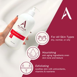 Alpha Alpha Skin Care Revitalizing Body Lotion, 12% Glycolic AHA, Daily Moisturizer Hydrates & Exfoliates, Anti-Aging, 23 Oz