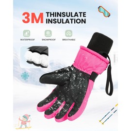 OutdoorMaster Ski Gloves for Children, 9M Thinsulate, Windproof and Waterproof Thermal Gloves for Winter for Boys and Girls, Skiing, Snowboarding, Winter Sports