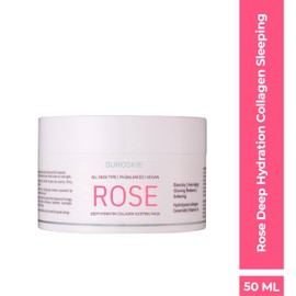 SUROSKIE Rose Deep Hydration Collagen Sleeping Mask 50ml | With Rose & Vitamin A | Face Mask For Glowing & Refreshing Skin | Night Cream For Glass Skin | Korean Inspired Skincare | For Men & Women