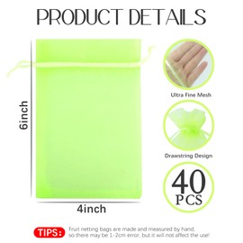 40 Pcs 3.9''×5.9'' Mesh Bags Drawstring Fruit Bags, Reusable Strawberry Bags for Blueberries, Cherry Tomatoes & Small Fruits – Breathable Pest Barrier, Garden Protection Netting Bags