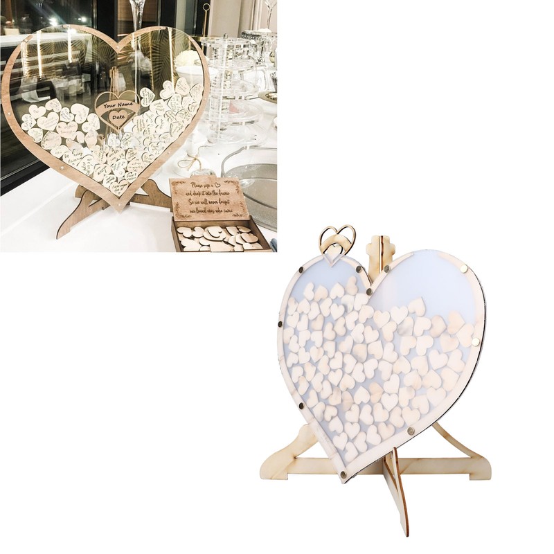 Wooden Wedding Frame Guest Book Drop Box with Stand 80
