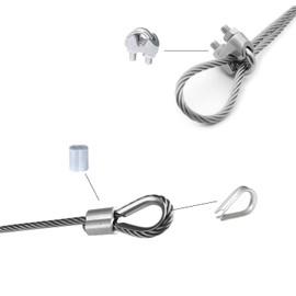 12 Pcs Wire Rope Clip,M3 Stainless Steel Wire Cable Clamp Bolts with 12 Pcs 1/8" Wire Rope Thimbles Loops,12 Pcs Aluminum Crimping Loop Sleeve Clips for Ø 3mm Wire Rope Cable