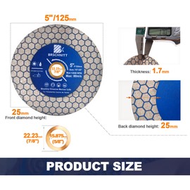 BRSCHNITT Diamond Cutting Disc 125 mm Double-Sided for Cutting and Grinding Granite Marble Tile Natural Stones