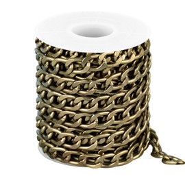 Jabogrii 5 Meters Curb Cuban Chain for Jewelry Making Bronze Plated Aluminum Jewelry Making Chains DIY Craft Chain Spool