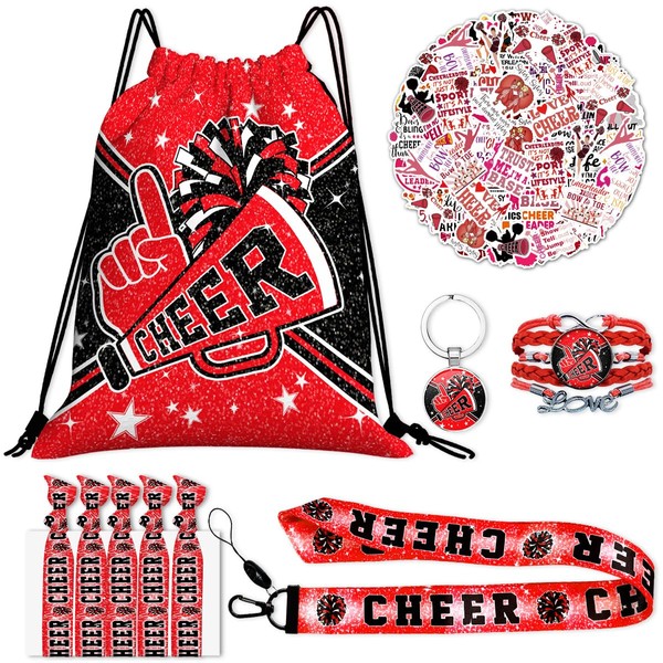 FORATIO Cheerleading Drawstring Bag Gift Set Including Drawstring Sackpack Stickers