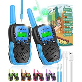 Vvinca Walkie Talkies Toys for Ages 5-7, Rechargeable Walkie Talkie Gifts for 3-12 Year Old Boy Girl with Flashlight 22CH 2 Way Radio 3 Mile Long Range for Adventure Game Camping Outdoor Hiking