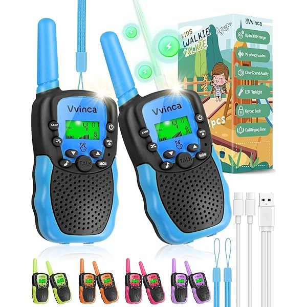 Vvinca Walkie Talkies Toys for Ages 5-7, Rechargeable Walkie Talkie