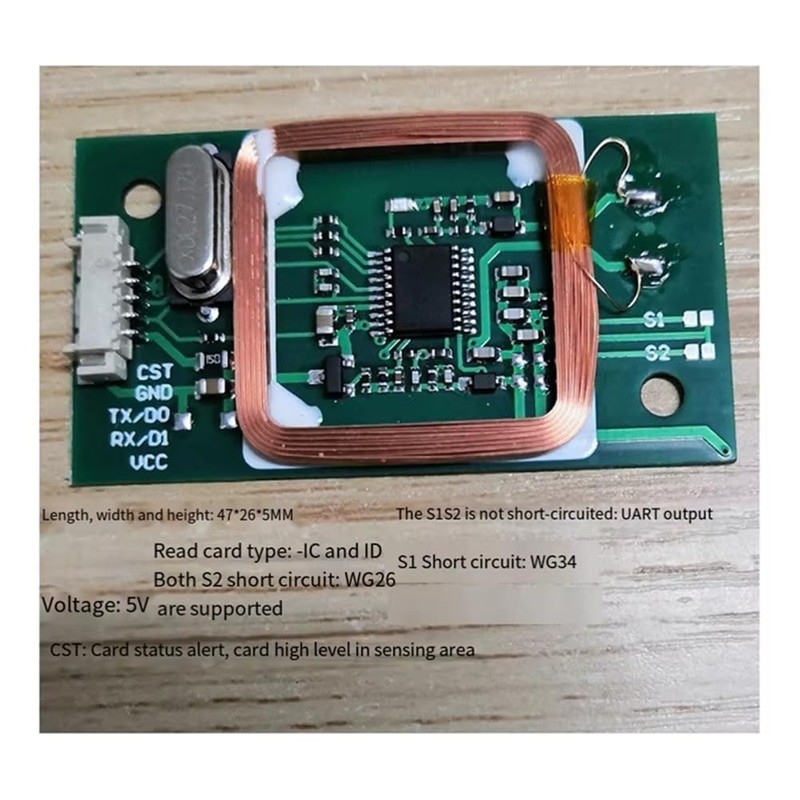 Aswalling Uart Interface RFID Card Reader Module Mini 5V Dual