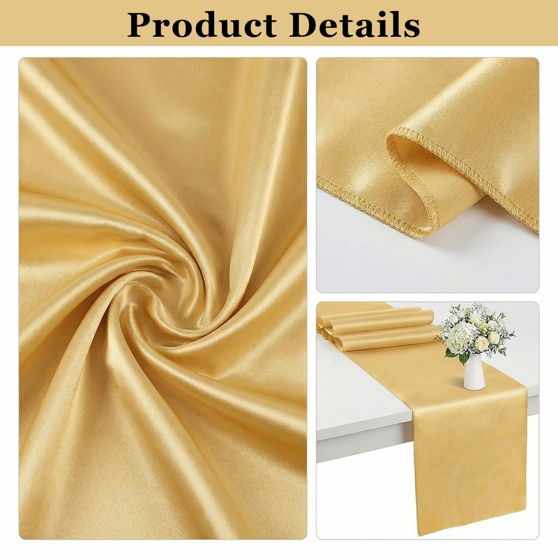 Jeffbaubl 10 Pack Gold Table Runner, 12 x 108 Inch