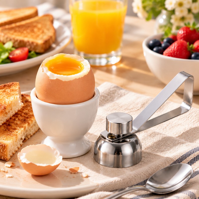 Stainless Steel Egg Topper for Soft-Boiled Eggs – Manual Eggshell