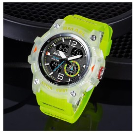 AIMES Military Watches for Men Outdoor Sports Digital Watch Tactical Army Wristwatch LED Stopwatch Waterproof Military Watches for Men (C-Fluorescent Green)