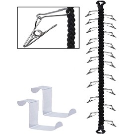 Over Door Hanging Storage Chain with 20 Stainless Steel Clips, Toy Storage Chain Multipurpose Baseball Cap Organizer Hat Holder for Your Toys, Sun Visors, Hats, Cap, Scarves, Gloves, towel, etc.