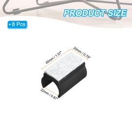 PATIKIL Rectangle U Shaped Chair Leg Tips Caps with Felt Pads, 8 Pack Slide Smoothly Furniture Feet Floor No Scratches No Noise Protectors Protect Hardwood Floors Fit Dia 22 mm Leg, Gray