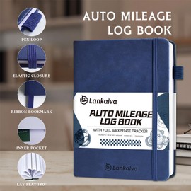 Mileage Log Book for Car - Vehicle Maintenance Log Book, 1768 Rides: Track Mileage, Expenses, Gas Consumption, Lubrication, Repairs and Accessories, Car Mileage Log Book for Taxes, Navy Blue