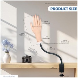 Mano De Práctica Para Uñas Acrílicas, Mano Falsa Flexible Con Soporte Ajustable, Kit De Entrenamiento De Uñas, Mano De Maniquí Para Principiantes Y Artistas De Uñas (Soporte Con Pinza)