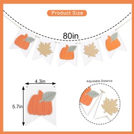 Pumpkin Maple Banner - Fall Harvest Party Decorations,Thanksgiving Pumpkin Banner,Thanksgiving Party Photo Backdrop,Fall Pumpkins Leaves Maple Garland