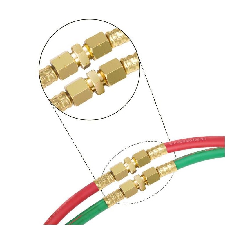 Hromee Welding Hose Coupler Adapter Set 9/16"-18 LH&RH for Oxygen
