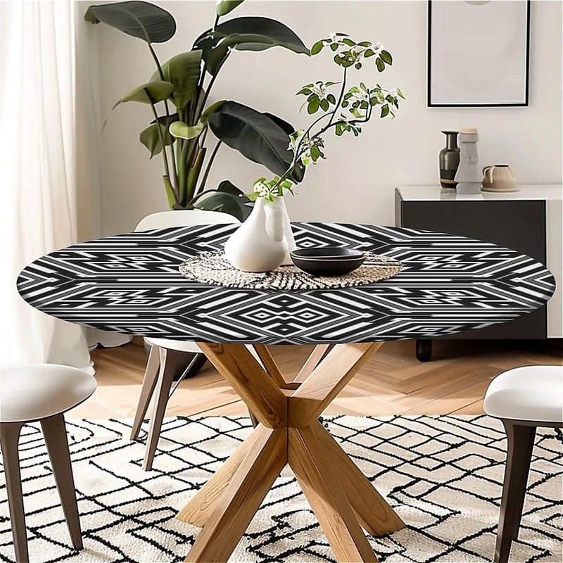 Outdoor round tablecloth with elastic band, diameter 60 inches (150