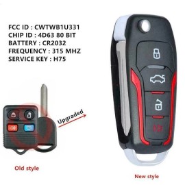 Ford 2*For 2009 2010 2011 2012-2014 Ford Mustang Keyless Entry Remote Fob Flip Key
