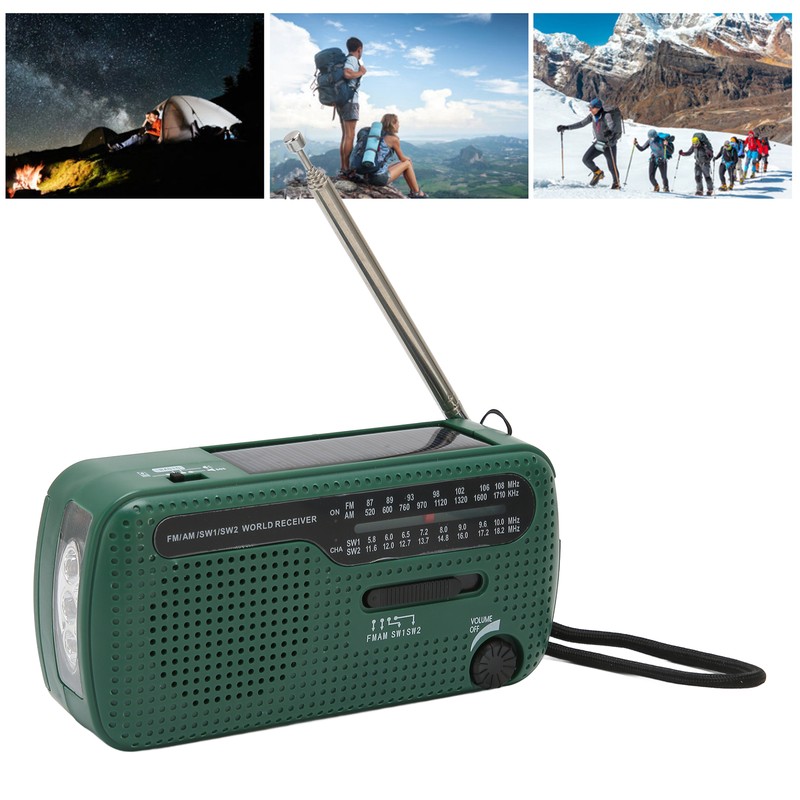Hand Crank Solar Radio AM FM SW1 SW2 Camping LED