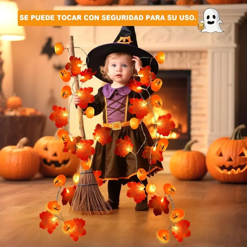 Auxtoo - Halloween Cuerda De Luz 6m 40led Calabaza Hoja