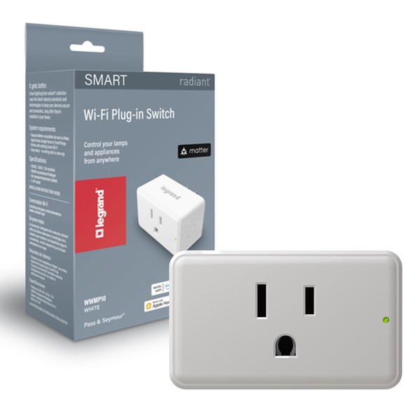 Legrand Radiant® Wi-Fi Matter Smart Plug Matter Hub Required 15A,
