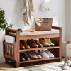 PETKABOO 2 Tier Shoe Bench, Bamboo Shoe Rack Bench, Shoe
