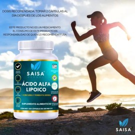 Ácido Alfa Lipoico  600 Mg por porción  120 Cápsulas  Saisa Herbal  Antioxidante Potente  Protección Celular  Suplemento Natural                      