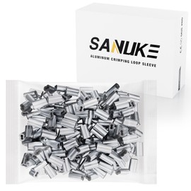 Sanuke 200PCS 3/64" Aluminum Crimping Loop Sleeve for 3/64" Diameter Wire Rope and Cable…