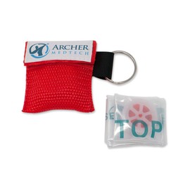 Archer MedTech CPR Face Shield for Pocket or Key Chain – Emergency Face Shield with One-Way Valve, Durable Keychain, Latex-Free Rescue Barrier for Adults, Children & Infants, First Aid, CPR - 12-Pack