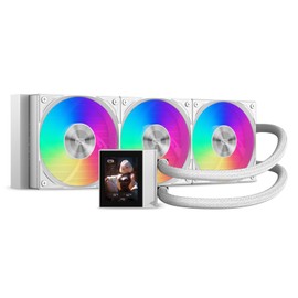 PCCOOLER CPU Cooler, 360mm AIO Liquid Cooling, High-Performance Pump, 2.4” IPS Display, CPS ARGB Water Cooling with Quiet F5 R120 Fans(DC360 White)