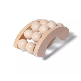 Wooden Body Massage Roller, 10 Ball Design, Natural Wood