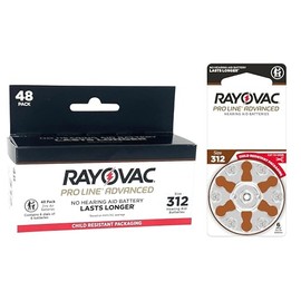 Rayovac Proline Advanced Hearing Aid Batteries | Size 312 | World's Longest Lasting Battery | Child-Resistant Packaging (48)