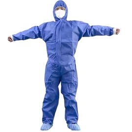 keebomed Hazmat Suits Hooded Coveralls Disposable Chemical-Resistant, Elastic, Unisex-Adult Industrial (1, Blue, XL)