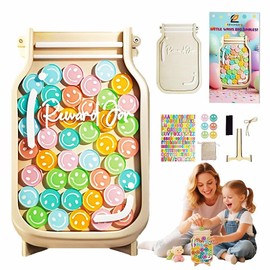 Adinomiency Kids Reward Jar & Behavior Chart - Classroom & Home Potty Training Chart with 80 Stickers - Teacher/Parent Tool for Chores, Homework, Good Habits (Colorful & Durable)