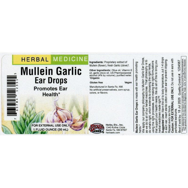 Mullein/Garlic Ear Drops 1 oz